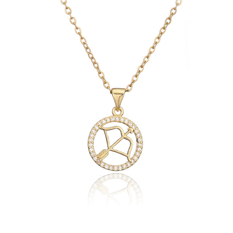🌟 Zodiac Sign Pendant Necklace – Gold-Tone Astrology Jewelry