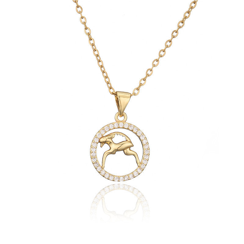 🌟 Zodiac Sign Pendant Necklace – Gold-Tone Astrology Jewelry
