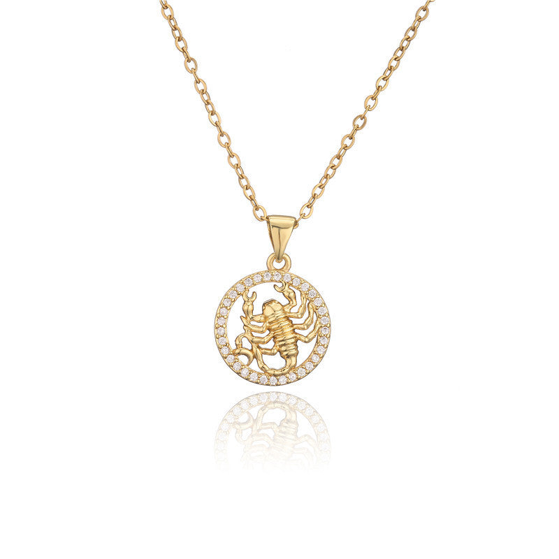 🌟 Zodiac Sign Pendant Necklace – Gold-Tone Astrology Jewelry