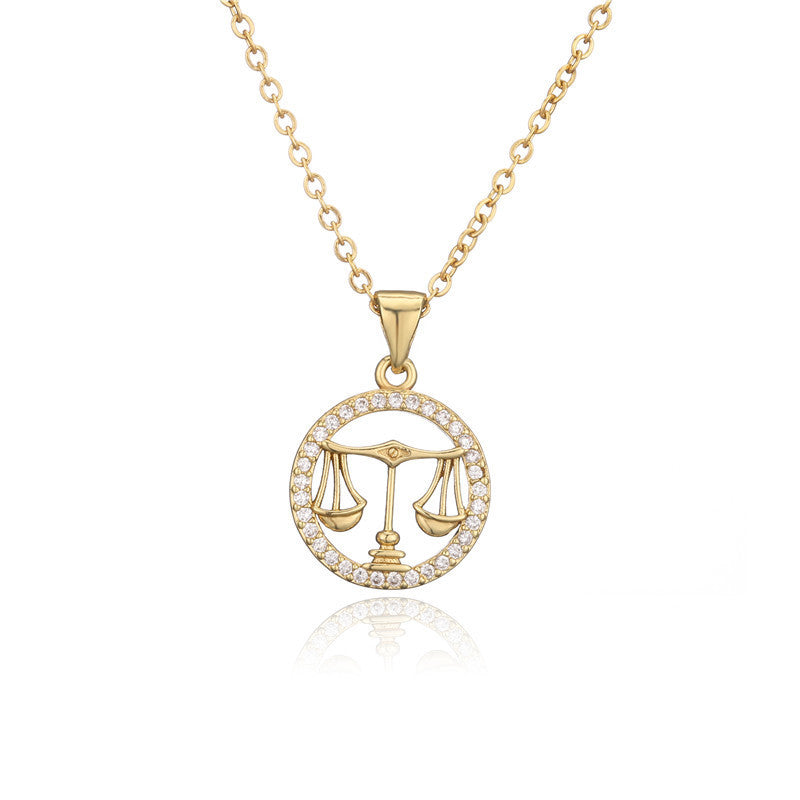 🌟 Zodiac Sign Pendant Necklace – Gold-Tone Astrology Jewelry