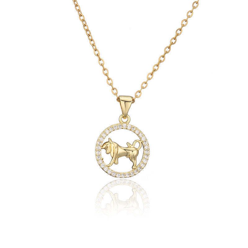 🌟 Zodiac Sign Pendant Necklace – Gold-Tone Astrology Jewelry