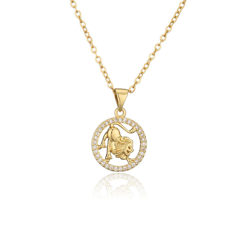 🌟 Zodiac Sign Pendant Necklace – Gold-Tone Astrology Jewelry