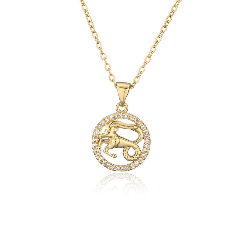 🌟 Zodiac Sign Pendant Necklace – Gold-Tone Astrology Jewelry