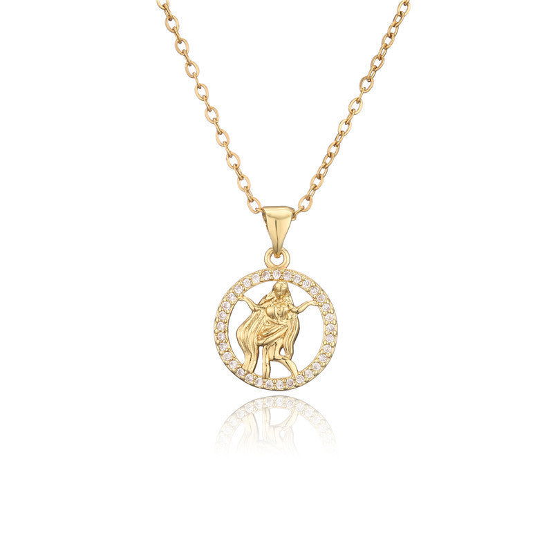 🌟 Zodiac Sign Pendant Necklace – Gold-Tone Astrology Jewelry