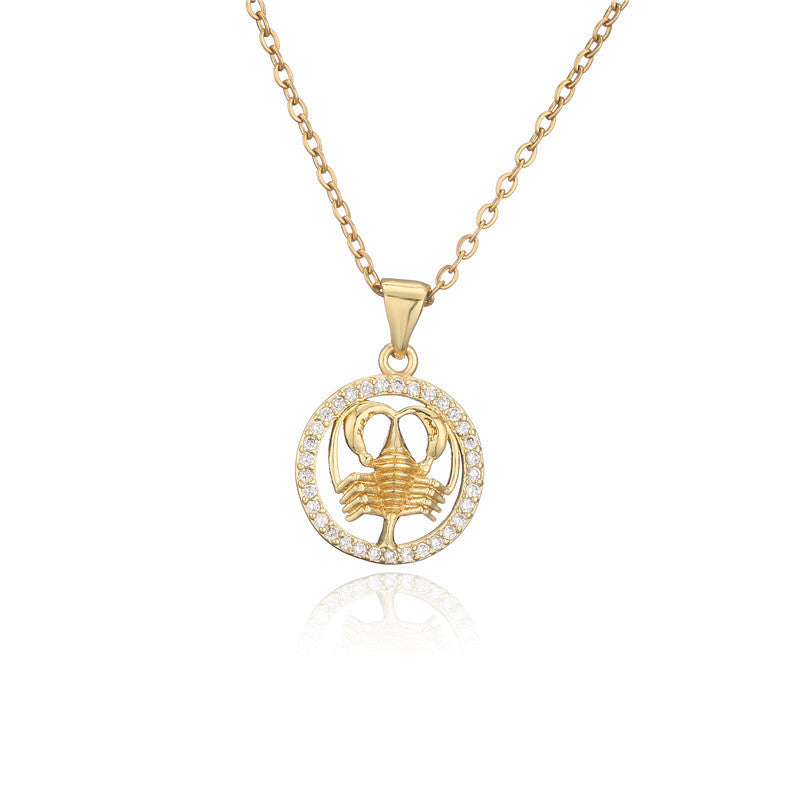 🌟 Zodiac Sign Pendant Necklace – Gold-Tone Astrology Jewelry