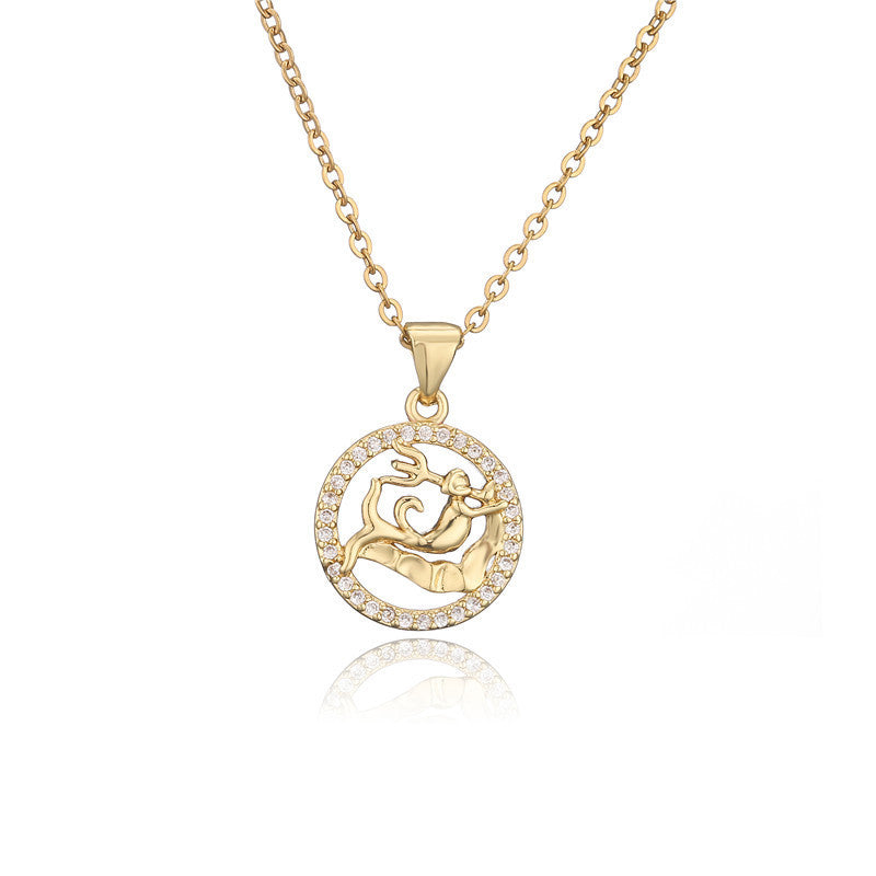 🌟 Zodiac Sign Pendant Necklace – Gold-Tone Astrology Jewelry