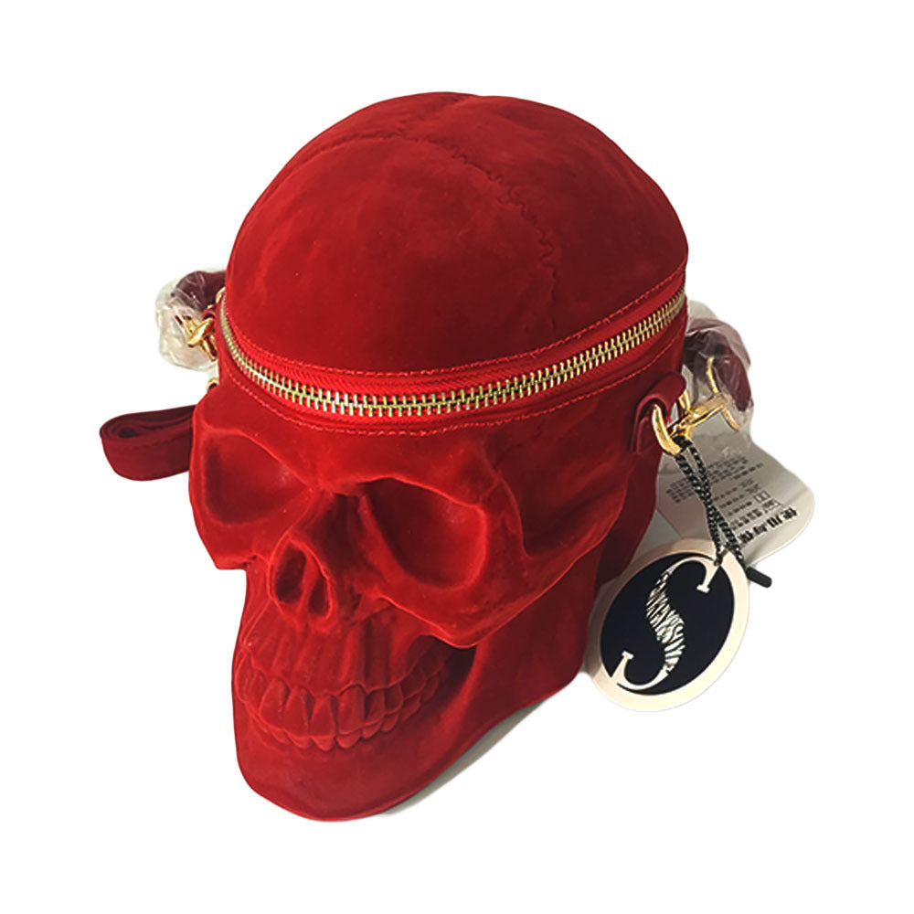 💀 Velvet Skull Handbag – Witchy Crossbody Bag