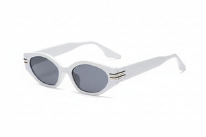 White sunglasses with gray lenses on a white background
