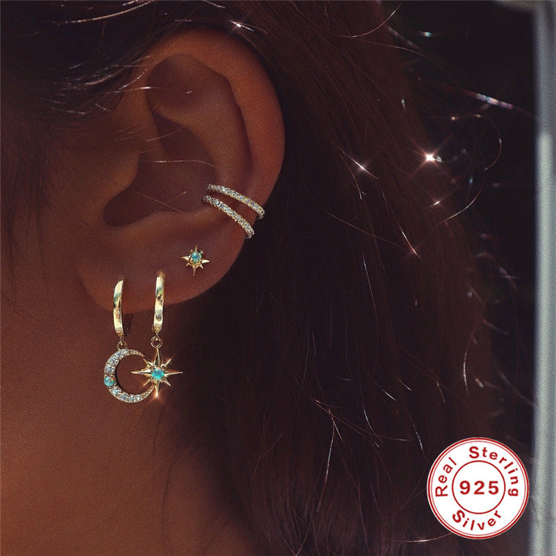 ✨ Opal Star Stud Earrings – 925 Silver Celestial Studs