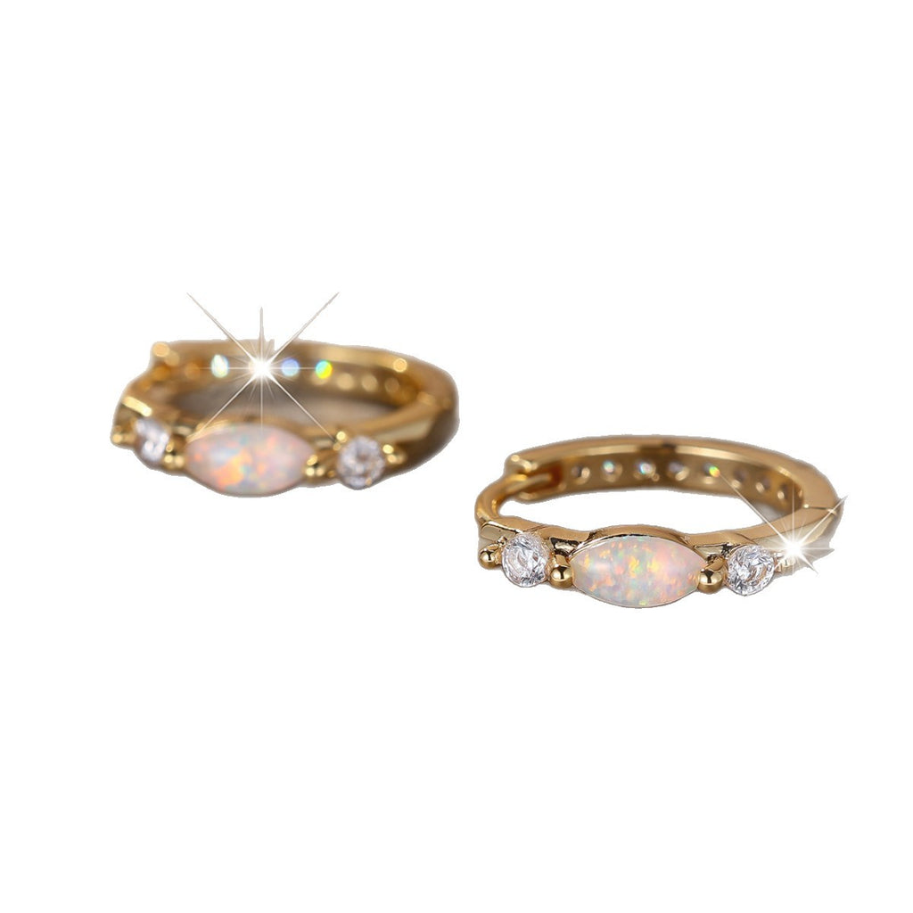 ✨ Opal Orbit Mini Hoops – Gold-Tone Opalite & CZ Earrings