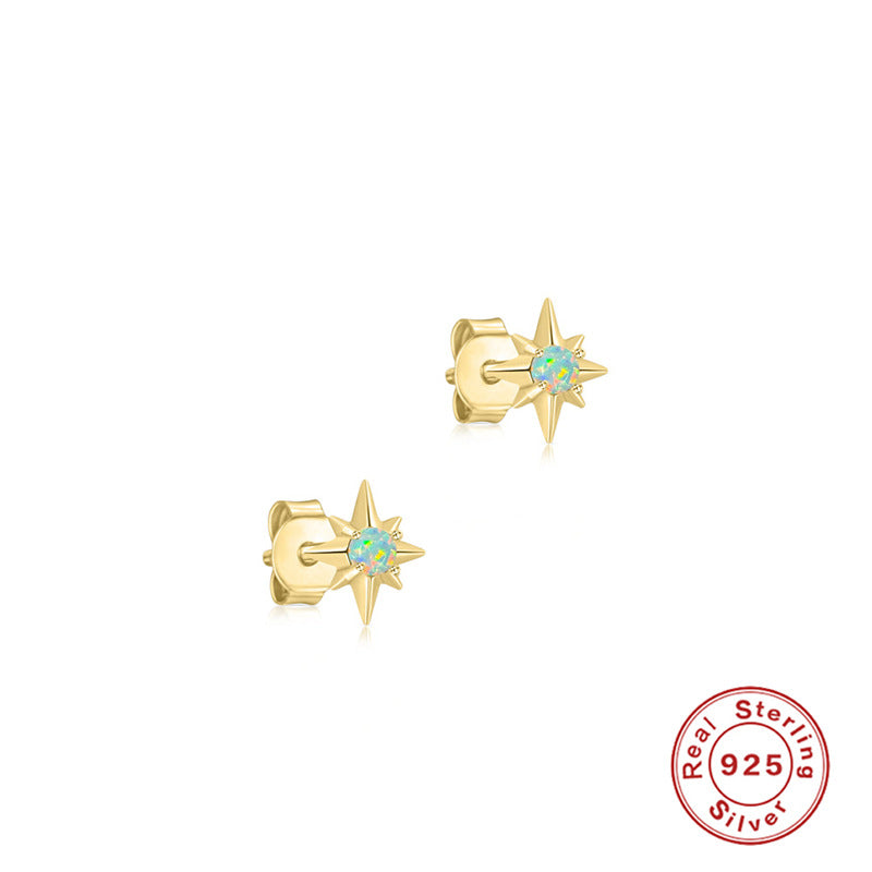 ✨ Opal Star Stud Earrings – 925 Silver Celestial Studs