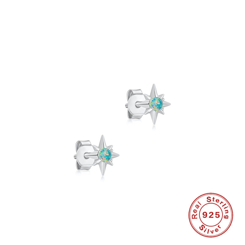 ✨ Opal Star Stud Earrings – 925 Silver Celestial Studs